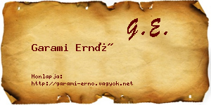 Garami Ernő névjegykártya